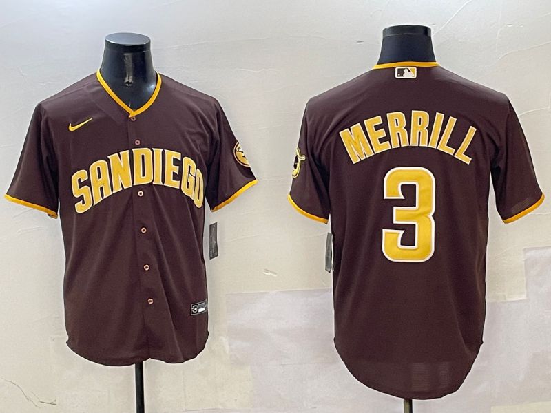 Men San Diego Padres #3 Merrill Brown Game 2025 Nike MLB Jersey style 1